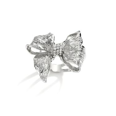 Imagem de Lenço de seda com laço de textura broche para mulheres moda CZ cristal escovado laço xale cachecóis fivela fecho clipe anéis broches delicados acessórios de vestido de férias joias, Medium, Metal, Sem