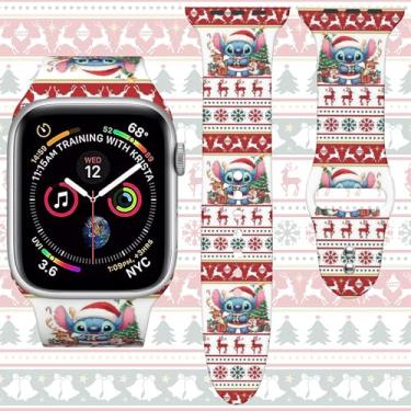 Imagem de Pulseira de desenho animado compatível com Apple Watch 49 mm, 45 mm, 44 mm, 42 mm, 41 mm, 40 mm, 38 mm, pulseira esportiva de substituição para Apple Watch séries 9, 8, 7, 6, 5, 4, 3, 2 e 1 SE, Ultra