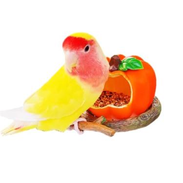 Imagem de Alimentador de plástico em formato de frutas, recipiente de comida de papagaio, dispensador de comida para periquitos, calopsitas, periquitos, periquitos, pássaros pequenos a médios, acessórios para