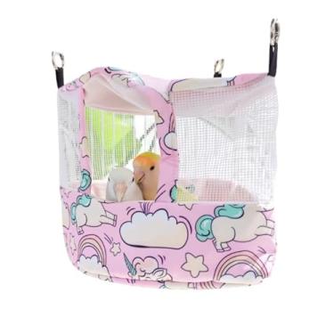 Imagem de CXYYXF Ninho de pássaro respirável para casa de pássaros de verão cabana de galpão rede suspensa para gaiola cabana de papagaio refúgio para hamster periquito periquito calopsitas Lovebird (rosa claro