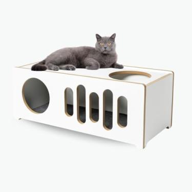 Imagem de Casa Pet Sofisticada Nicho de Chão para Gatos Mobiliário Pet Casinha para Cachorro (Branco)