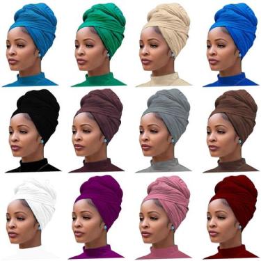 Imagem de Lenço Head Wrap Messen Stretch Jersey Turbante Feminino (12 unidades)