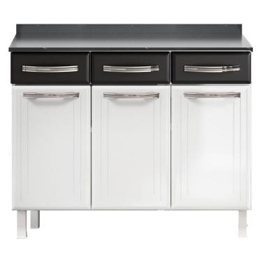 Imagem de Balcão Triplo Esmeralda 3 Gavetas Com Tampo 820108 Telasul Preto