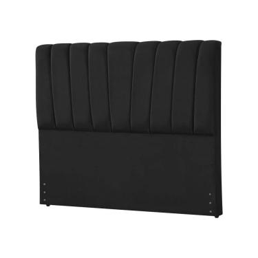 Imagem de Cabeceira Estofada Americana Premium Casal Queen King Veludo 195x120cm Preto King
