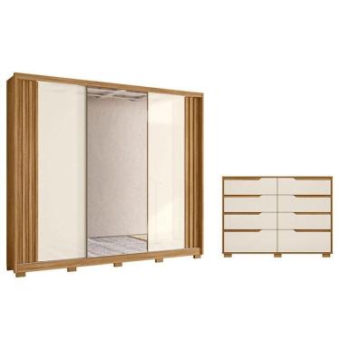 Imagem de Guarda Roupa Casal Arizona E Cômoda Georgia Freijó Off White - Moval