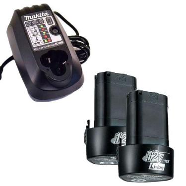 Imagem de Kit 2 Baterias Íons Lítio 12V 1.3Ah BL1014 Makita e Carregador de Bate