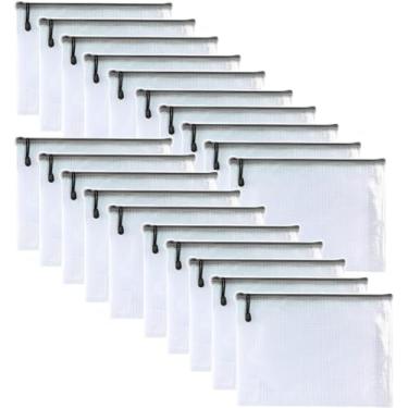 Imagem de Oaimyy -20 Peças - Bolsa De Malha Com Zíper Para Documentos, Pastas Arquivo Zíper, Bolsas Quebra-Cabeça Organização E Armazenamento (Preto, 8" X 10")