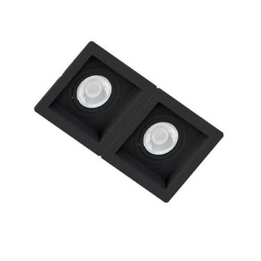 Imagem de Spot Duplo Embutir Quadrado Recuado Preto Para Par30 E27 - Delis