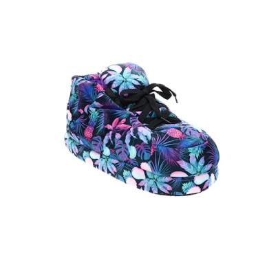 Imagem de Happy Feet Pantufas padrão para homens, mulheres e crianças – sapatos femininos, presentes para mulheres, como visto na regata tubarão – Chinelos de casa grandes para mulheres com sola de borracha