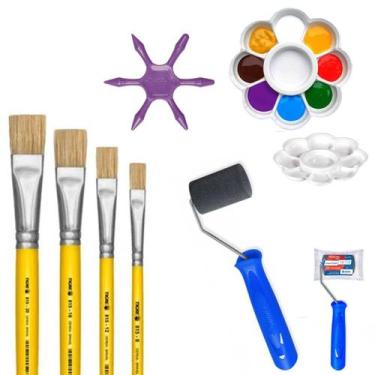 Imagem de Kit Pintura 4 Pincéis Rolo Gode Pinta Bolinha Artesanato MDF - Tigre