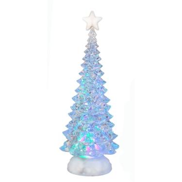 Imagem de TenWaterloo Lanterna de Água com Globo de Neve Em Formato de Árvore de Natal Multicolorida-Lanterna de Água com Glitter Giratório, Neve E Estrela No Topo, 13" de Altura X 4,5" de Largura, Operada Por