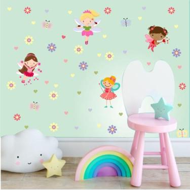 Imagem de Adesivo De Parede Fadinhas Babys Flores - Ra Personalize