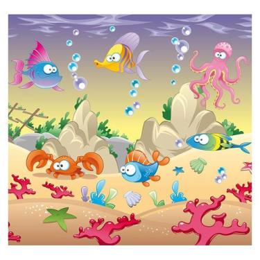 Imagem de Papel de Parede Adesivo Infantil Fundo do Mar Quarto Menino Menina - 6