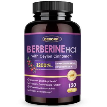 Imagem de Suplemento ZEBORA Premium Berberina HCL 1200 mg 120 cápsulas