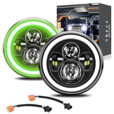 Imagem de MONDEVIEW Farol de LED redondo de 17 cm H6024 farol alto e baixo, DRL para Jeep Wrangler Chevy Ford Nissan Hummer, aprovado pelo DOT, verde amarelo, 2 peças