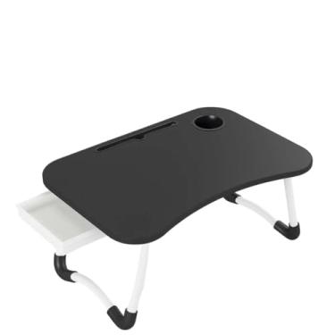 Imagem de Mesa para Notebook Mesinha para Computador Portátil Cama para estudos com Gaveta Dobravel(Mesa Preta COM Gaveta)