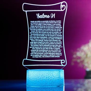 Imagem de PopLumos - Luminária led 3d/ abajur de mesa - salmo 91