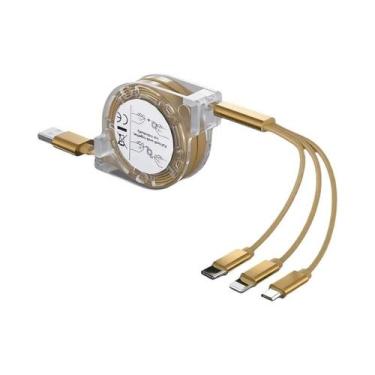 Imagem de Cabo USB Telescópico 3 Em 1 Para Carregamento Rápido Para Apple iPhone