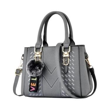 Imagem de Bolsa De Ombro Feminina Grande Capacidade Com Pingente De Bola De Pelo