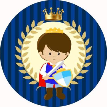 Imagem de Painel de Tecido Sublimado Pequeno Principe Cute Arabesco Coroa Dourad