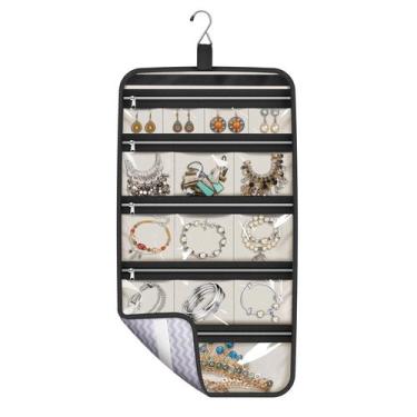 Imagem de Organizador de joias MISSLO Travel dobrável com 14 bolsos