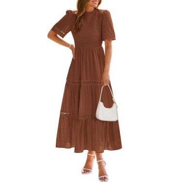 Imagem de Vestido de verão DOWERME Casual Boho Hollow Out Ruffle Maxi