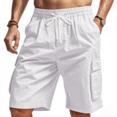 Imagem de Calça cargo Medapo 2025, casual de verão, com cordão, branca, 3GG, mas