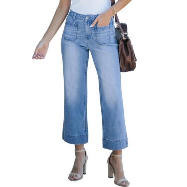 Imagem de Jeans de perna larga luvamia, calças jeans Flare modernas de cintura a