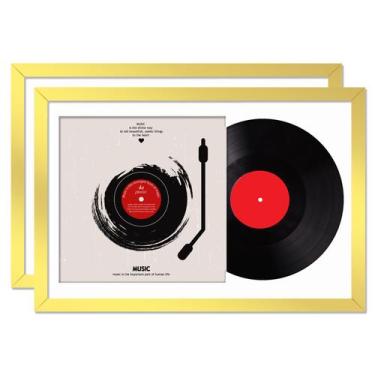 Imagem de Moldura de disco de vinil Fxojyvo Gold para LP de 12 polegadas com cap