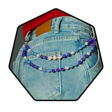 Imagem de Navoky Correntes para calças com contas com tema de beisebol, contas azuis royal, fecho lagosta prata, One Size, Metal não precioso, Sem Pedra Preciosa