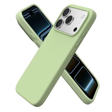 Imagem de ORNARTO Compatível com capa para iPhone, capa de telefone fina de silicone líquido com 3 camadas de borracha macia à prova de choque, capa protetora com forro de microfibra antiarranhões - Matcha