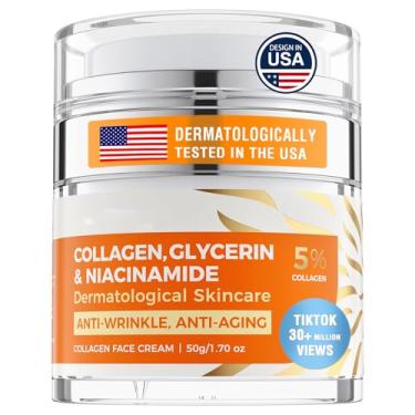 Imagem de Creme de colágeno, hidratante facial multielevador de colágeno firme, retinol ácido hialurônico firmador, creme facial para dia e noite, creme hidratante para reduzir rugas para mulheres e homens