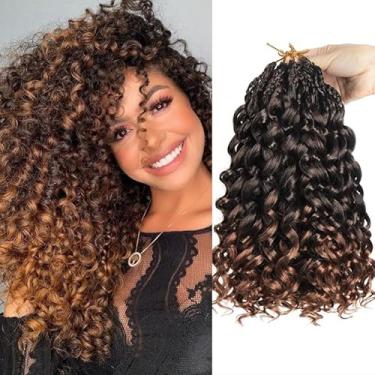 Imagem de Datanala GoGo Curl Cabelo de crochê 25,4 cm pré-enrolado ondulado de água com 8 pacotes de extensões sintéticas para mulheres (T30, 25,4 cm (8 pacotes))