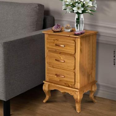 Imagem de Mesa De Canto Para Sala Rústica 3 Gavetas Mel Jm Móveis