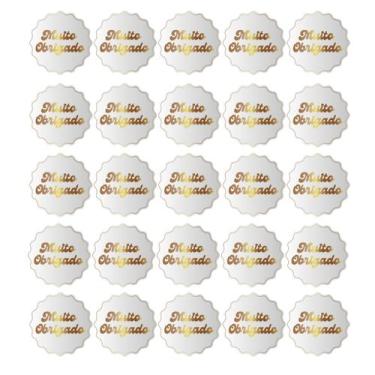 Imagem de 50 Adesivos Vinil Para Embalagem Frase Muito Obrigado 4,5cm - flash
