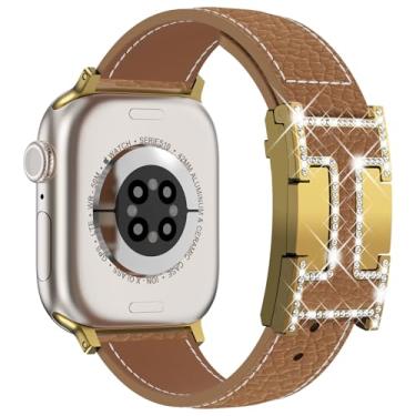 Imagem de CHANCHY Pulseira magnética de couro compatível com Apple Watch Ultra SE séries 10/9/8/7/6/5/4/3/2/1 de 40 mm, 38 mm, 41 mm, 42 mm, 45 mm, 46 mm, 40 mm, 38 mm, 41 mm, 44 mm, 45 mm e 46 mm