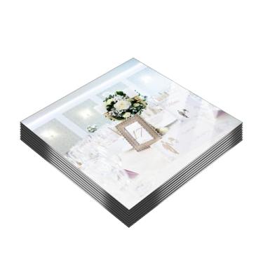 Imagem de 10 peças de placas de vela espelhadas quadradas - Centros de mesa espelhados de acrílico para mesas, bandejas, espelhos montados na parede, azulejos para casamento, Natal, decorações de festa de