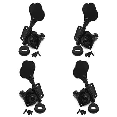 Imagem de MAXCHEER Pinos de afinação para baixo elétrico aberto 2R2L, afinadores de cabeça de máquina para baixo para substituição Jazz Precision P Bass (preto)