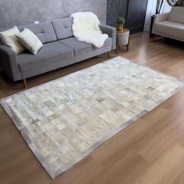 Imagem de Tapete De Couro Offwhite 150x250 Quadriculado Com Borda