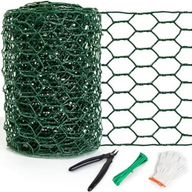 Imagem de Fio de galinha floral para artesanato, rede de arame hexagonal galvanizado leve de 10 x 395 cm, cerca de arame de galinha de 2 mm de espessura para aves de jardim, malha de arame de frango com luvas