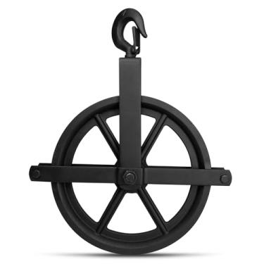 Imagem de Andaime Roda de polia de elevação de ferro fundido de 30,5 cm, carga de trabalho de até 453 kg, levantamento ou abaixamento, polias de bloco de gim para elevação (preto)