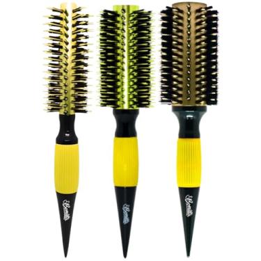 Imagem de Kit 3 Escova De Cabelo Marco Boni Bonitta Profissional Termica Aluminio Cerdas Duplas Amarelas