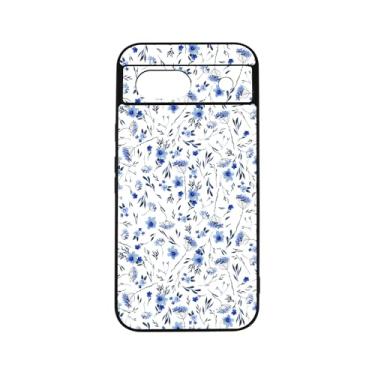 Imagem de qizjio Linda capa de telefone floral para Google Pixel 8A, capa de flor azul estética para meninas adolescentes mulheres crianças