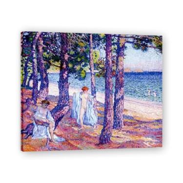 Imagem de Cool SummerThéo van Rysselberghe: Impressão em tela neoimpressionista belga chave 20 x 24 cm emoldurada