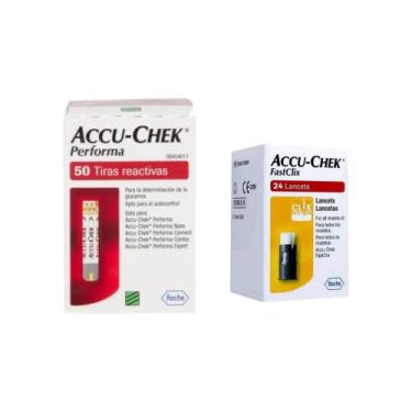 Imagem de 50 Tiras Reagentes Accu Chek Performa + 24 Lancetas Fastclix - Accu-ch