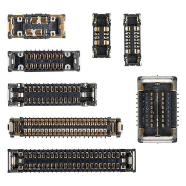 Imagem de Risidamoy 8 peças para iPhone Xs Kit de soquete de conexão da placa-mãe B, incluindo botão liga/desliga de volume, porta de carregamento do alto-falante alto LCD Touch Substituição para bateria iPhone