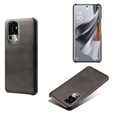 Imagem de Capa para OPPO Reno 10,Proteção contra quedas,Casca de volta de cor sólida simples,Design de couro de imitação de plástico-Black