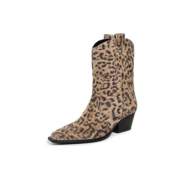 Imagem de Free People Botas femininas de cowboy Cat Nap Western, Camurça leopar, 35