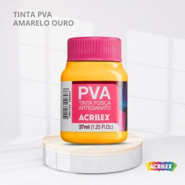 Imagem de Tinta pva fosca para artesanato com 37ml cor amarelo ouro - ACRILEX