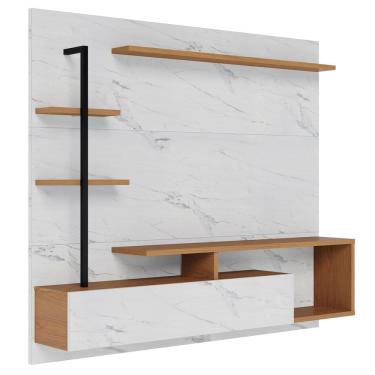 Imagem de Painel para TV 58 Pol com Bancada Goiás C05 Calacatta/Freijó/Branco Neve - Mpozenato